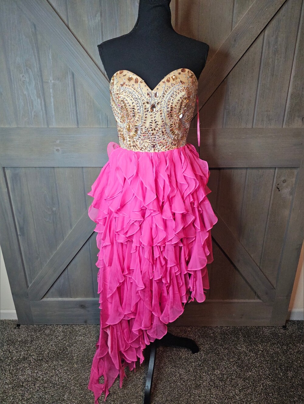 Nwt Nina Canacci Beaded Ruffled High Low Dress sz 8